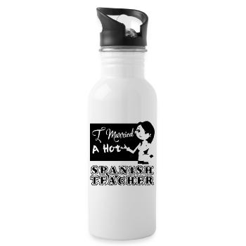 I Married A Hot Spanish Teacher - Water bottle with straw - white - Right