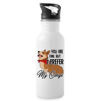 I Prefer My Corgi Dog - Water bottle with straw - white - Right