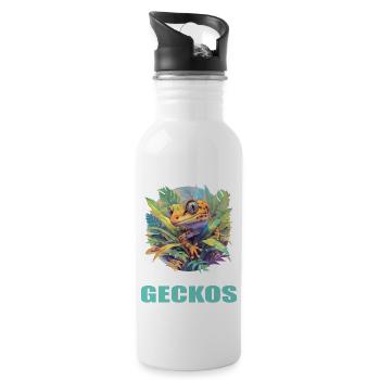 Geckos Gecko - Water bottle with straw - white - Right