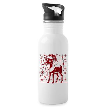 Weihnachtliches Rentier Mama - Trinkflasche mit integriertem Trinkhalm - Weiß - Rechts