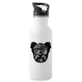 Yorkshire Terrier Chien Hipster Cool Party - Gourde avec paille intégrée - blanc - Droite