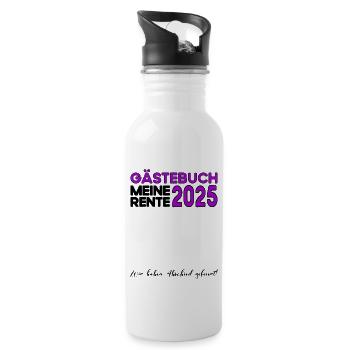 Pension 2025 Guestbook Pension Retirement Grandma Grandpa - Water bottle with straw - white - Right