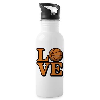 Ich liebe Basketball - Trinkflasche mit integriertem Trinkhalm - Weiß - Rechts