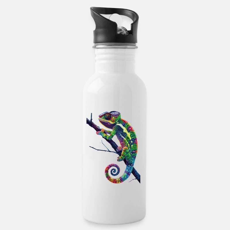 Chamäleon - Trinkflasche mit integriertem Trinkhalm - Weiß