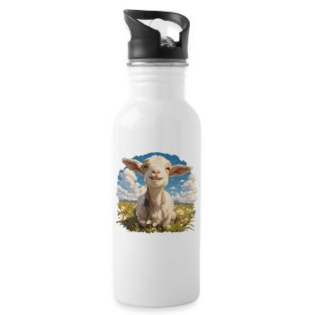 goats goat - Water bottle with straw - white - Right