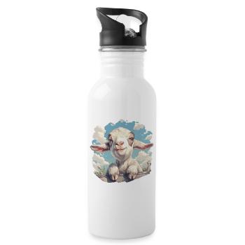 goats goat - Water bottle with straw - white - Right