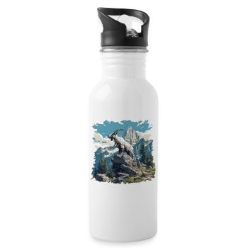 goats goat - Water bottle with straw - white - Right
