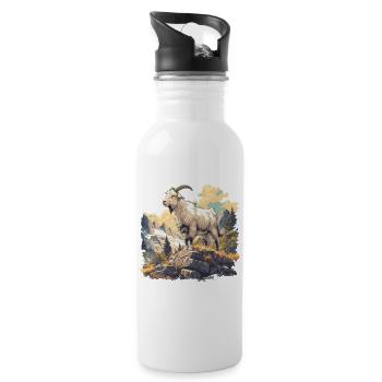 goats goat - Water bottle with straw - white - Right