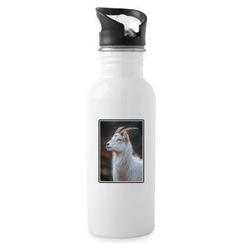 goats goat - Water bottle with straw - white - Right