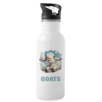 goats goat - Water bottle with straw - white - Right