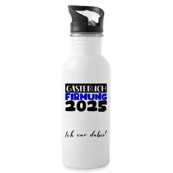 Confirmation 2025 livre d'or cadeau filles garçons - Gourde avec paille intégrée - blanc - Droite