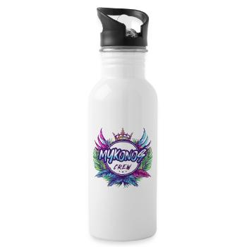 Mykonos Crew Bunt - Trinkflasche mit integriertem Trinkhalm - Weiß - Rechts