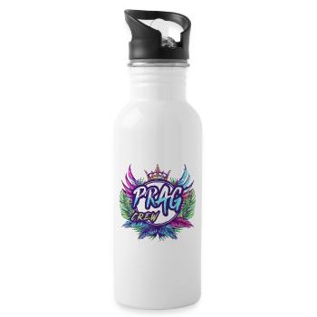 Prag Crew Bunt - Trinkflasche mit integriertem Trinkhalm - Weiß - Rechts