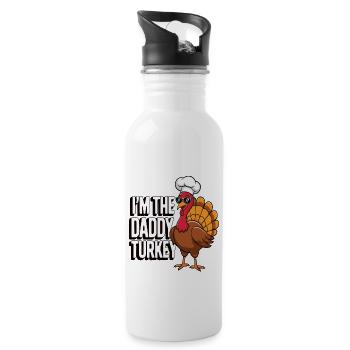 Daddy Turkey Thanksgiving - Trinkflasche mit integriertem Trinkhalm - Weiß - Rechts