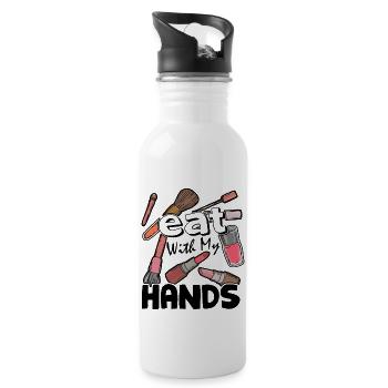 I Eat With My Hands Makeup Artist - Water bottle with straw - white - Right