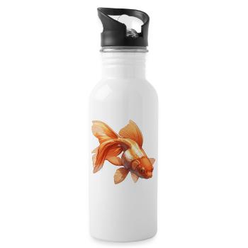 poisson rouge - Gourde avec paille intégrée - blanc - Droite