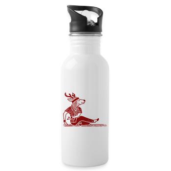 Yoga Reindeer Funny Christmas Design - Water bottle with straw - white - Right