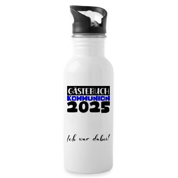 Livre d'Or Communion 2025 Cadeau Filles Garçons - Gourde avec paille intégrée - blanc - Droite