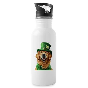 Golden Retriever - Trinkflasche mit integriertem Trinkhalm - Weiß - Rechts