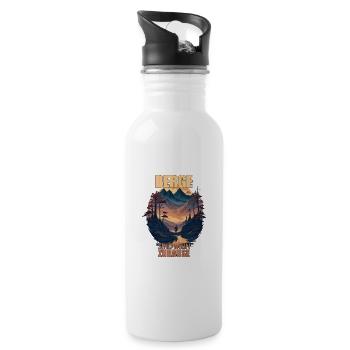 Berge sind meine Zuhause - Trinkflasche mit integriertem Trinkhalm - Weiß - Rechts