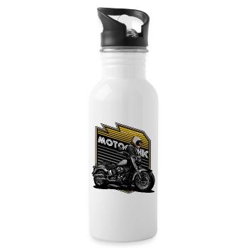 Motorradfahrer. Motorrad. Ride free. - Trinkflasche mit integriertem Trinkhalm - Weiß - Rechts