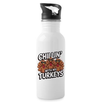 Dinde drôle de Thanksgiving - Gourde avec paille intégrée - blanc - Droite