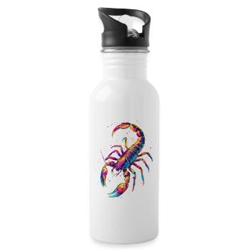 Skorpion - Trinkflasche mit integriertem Trinkhalm - Weiß - Rechts