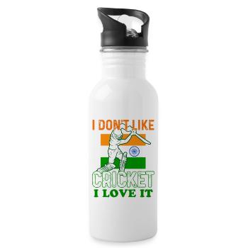 Je n’aime pas le cricket, j’adore ça, le cricket indien - Gourde avec paille intégrée - blanc - Droite