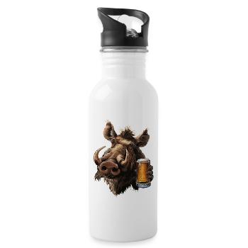 Warzenschwein Bier - Trinkflasche mit integriertem Trinkhalm - Weiß - Rechts