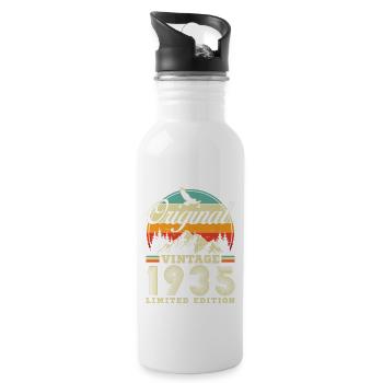1935 Vintage Retro 90 Year Birthday Gift - Water bottle with straw - white - Right