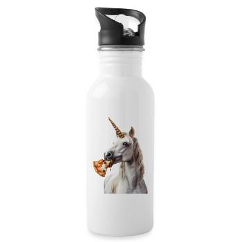 Einhorn - Trinkflasche mit integriertem Trinkhalm - Weiß - Rechts