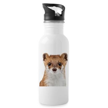 Hermelin - Trinkflasche mit integriertem Trinkhalm - Weiß - Rechts