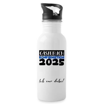 Confirmation 2025 Guest Book Decoration Girls Boys - Water bottle with straw - white - Right