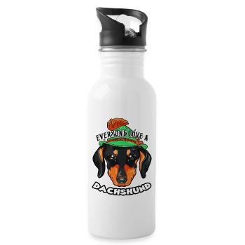 Everyone Love A Love Dachshund - Water bottle with straw - white - Right