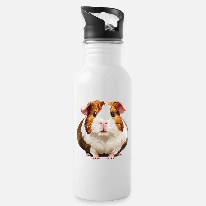 Meerschweinchen - Trinkflasche mit integriertem Trinkhalm - Weiß