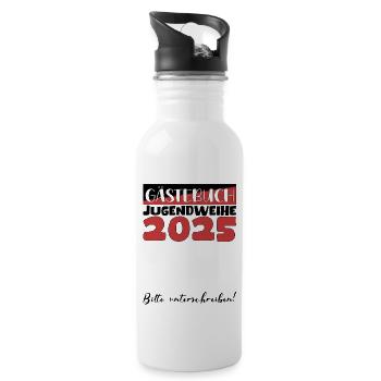 Jugendweihe 2025 Guestbook Gift Girls Boys - Water bottle with straw - white - Right