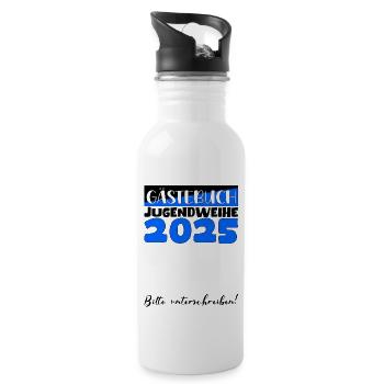 Jugendweihe 2025 Guestbook Gift Girls Boys - Water bottle with straw - white - Right