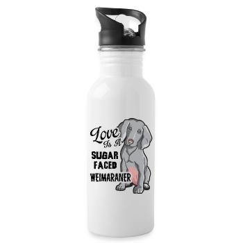 Love is a Sugar Faced Weimaraner - Water bottle with straw - white - Right