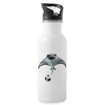 Stachelrochen - Trinkflasche mit integriertem Trinkhalm - Weiß - Rechts