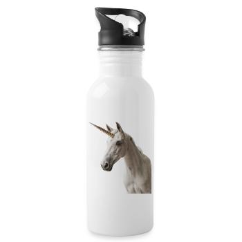Einhorn - Trinkflasche mit integriertem Trinkhalm - Weiß - Rechts