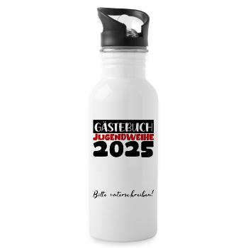 Jugendweihe 2025 Guestbook Gift Girls Boys - Water bottle with straw - white - Right