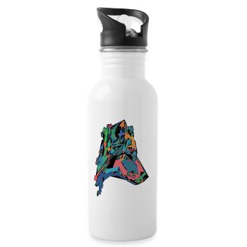 Buntes Hunde Gesicht - Trinkflasche mit integriertem Trinkhalm - Weiß - Rechts