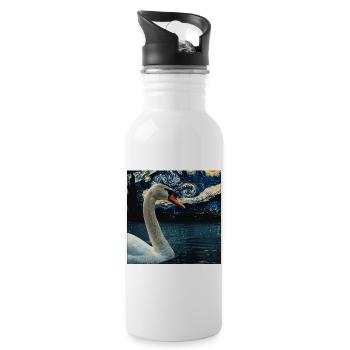 Schwan - Trinkflasche mit integriertem Trinkhalm - Weiß - Rechts