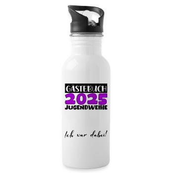 Jugendweihe 2025 Gästebuch Geschenk Mädchen Jungen - Trinkflasche mit integriertem Trinkhalm - Weiß - Rechts
