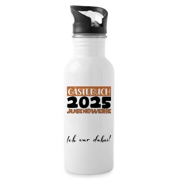 Jugendweihe 2025 Gästebuch Geschenk Mädchen Jungen - Trinkflasche mit integriertem Trinkhalm - Weiß - Rechts