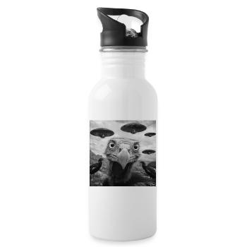 Geier - Trinkflasche mit integriertem Trinkhalm - Weiß - Rechts