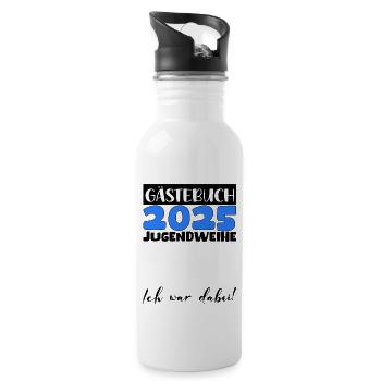 Jugendweihe 2025 Gästebuch Geschenk Mädchen Jungen - Trinkflasche mit integriertem Trinkhalm - Weiß - Rechts