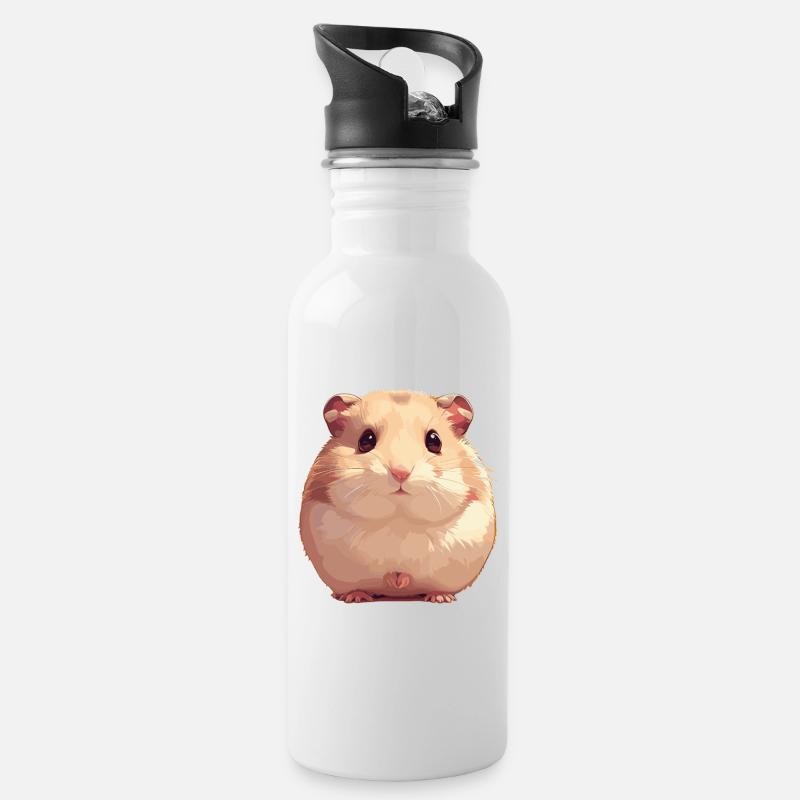 Hamster - Trinkflasche mit integriertem Trinkhalm - Weiß