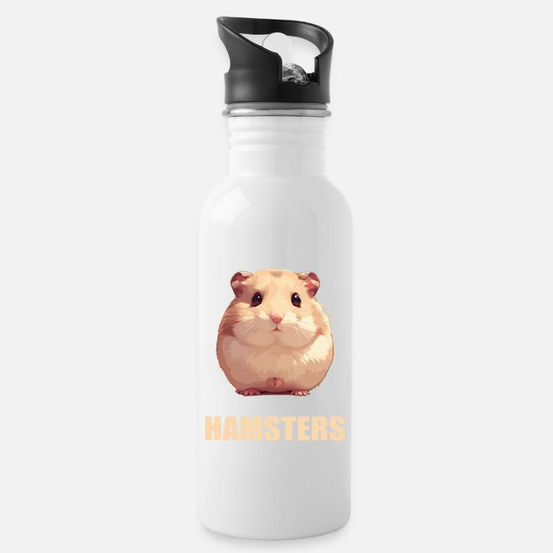 Hamster - Trinkflasche mit integriertem Trinkhalm - Weiß