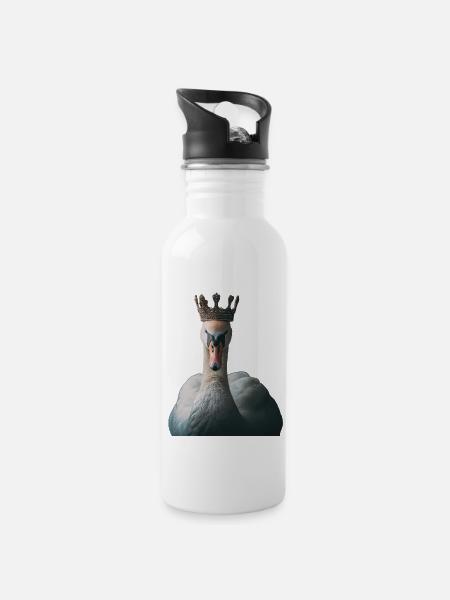 Schwan - Trinkflasche mit integriertem Trinkhalm - Weiß